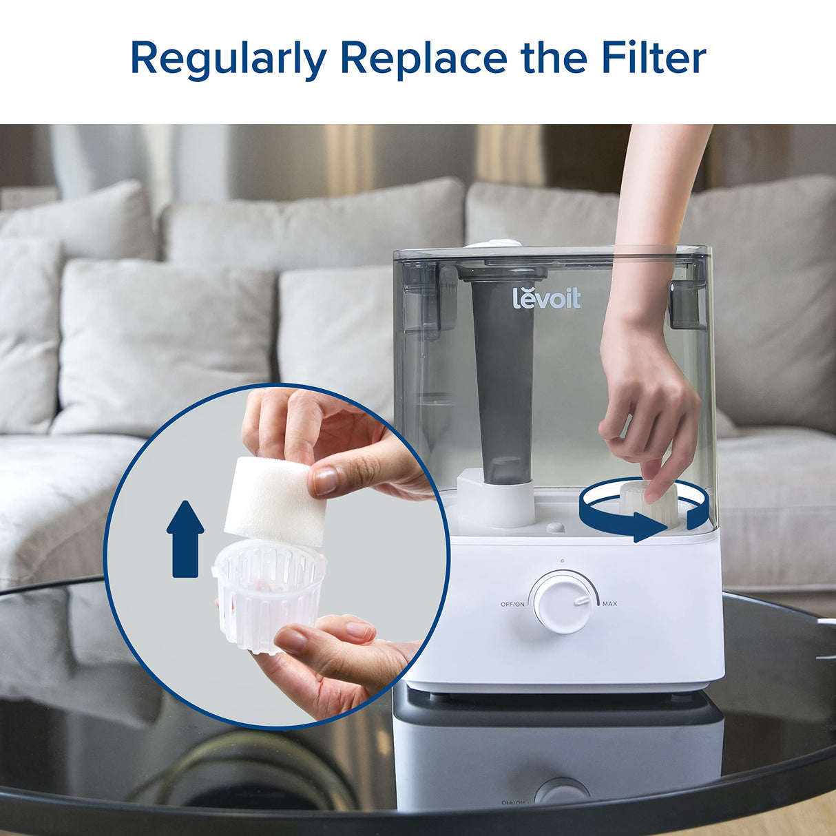 Bundle of LEVOIT 10-Pack Top Fill Humidifier Replacement Filters and 3-Pack Humidifier Water Softener, Demineralization Cartridge