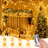 Ollny Christmas Lights Outdoor 400LED 131FT, Warm White Fairy Lights with Remote 3 Timer, Plug in 8 Modes String Lights for Bedroom Indoor Outside House Party Xmas Decorations