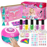 Amagoing Kids Nail Polish Set for Girls, Girls Nail Kit Ages 7-12 with Nail Dryer, Quick-Dry Nail Polish, Nail Art Pens, Cartoon Press on Nail, Makeup Bag, Spa Manicures Birthday Christmas Gift Toy