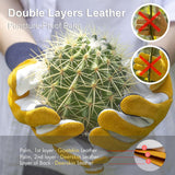 FEISHDEK Cactus Gloves Soft Deerskin Women Gardening Glove Thorn Proof for Cacti Handling (Large - Short Sleeve, Yellow)