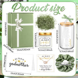 Singhoow 6 Pcs Godmother Proposal Gift Set Will You Be My Godmother 16oz Glass Cup Necklace Scented Candle Gift Box from Godchild for Mother's Dayy Christmas Birthday Baptism(Sage Green)