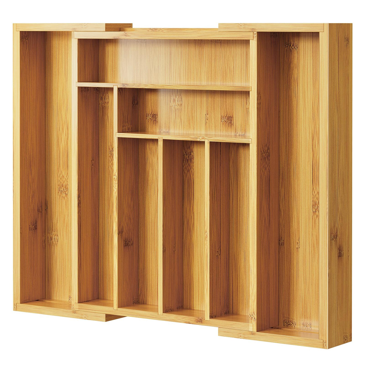 Pipishell Expandable Bamboo Silverware Organizer, Large Kitchen Drawer Tray