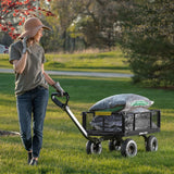 Gorilla Carts Steel Utility Cart, 4 Cu Ft Bed, 900 lb Load Capacity, Black – Towable Heavy-Duty Outdoor Hauling Wagon with Removable Side Panels for Yard, Lawn, Garden or Landscaping
