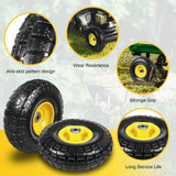 10 Inch Soild Rubber Dolly Tire Wheels, 4.10/3.50-4" Tire and Wheel Flat Free for Garden Carts, 5/8" Bearings,2.1"Offset Hub for Hand Truck, Gorilla Cart, Wheelbarrow Metal (4 Packs)