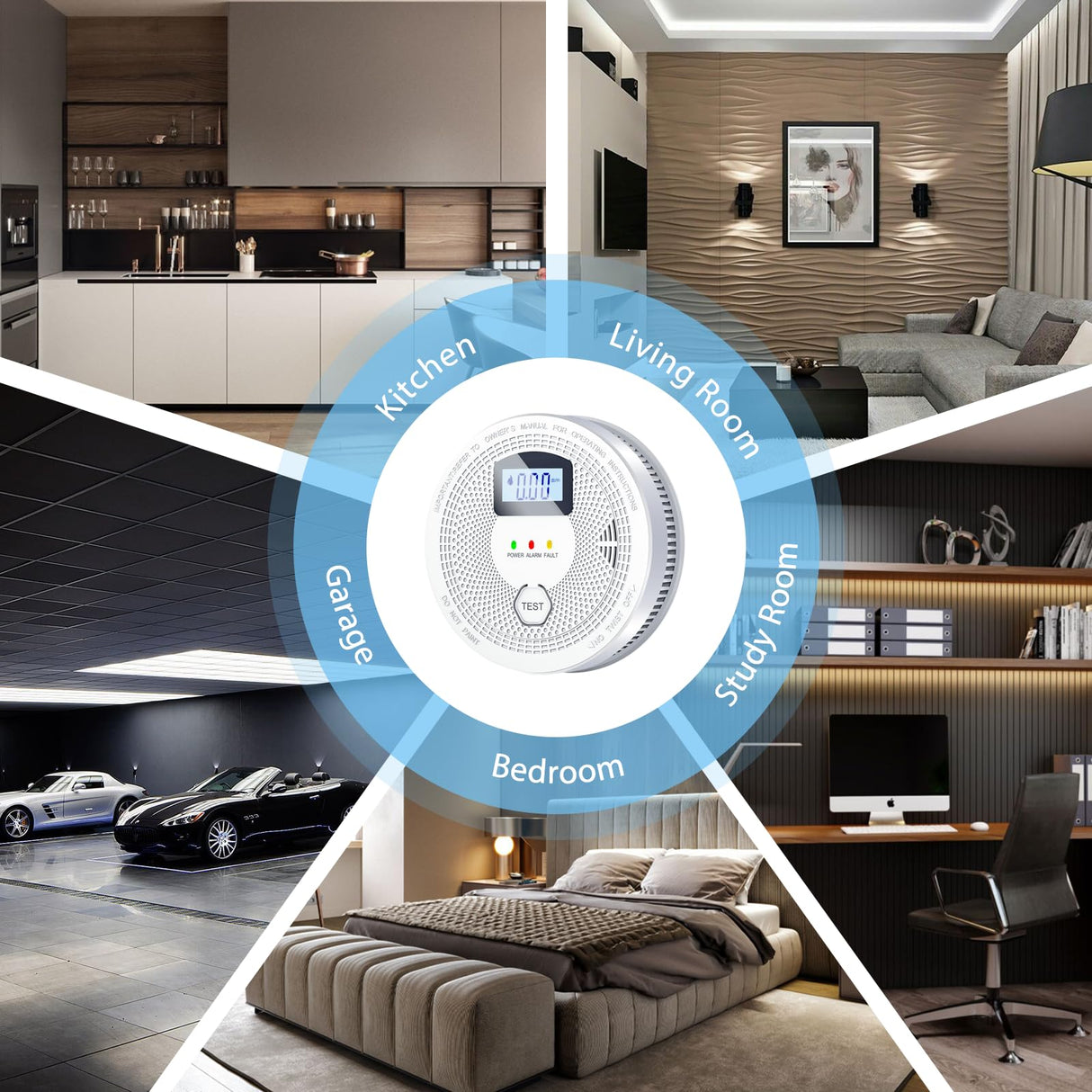Smoke Detector and Carbon Monoxide Detector Combo with LED Indicators, 2 in 1 CO & Smoke Alarm, Battery Operated Smoke and Carbon Monoxide detectors 1-Pack