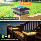 btfarm 4x4 Solar Post Cap Lights Outdoor, 2 Modes 16 LED Fence Deck Post Lights, 4 Pack Waterproof Black Solar Powered Lighting Outside Fit 4x4 3.5x3.5 Wooden/Vinyl for Porch Patio Garden