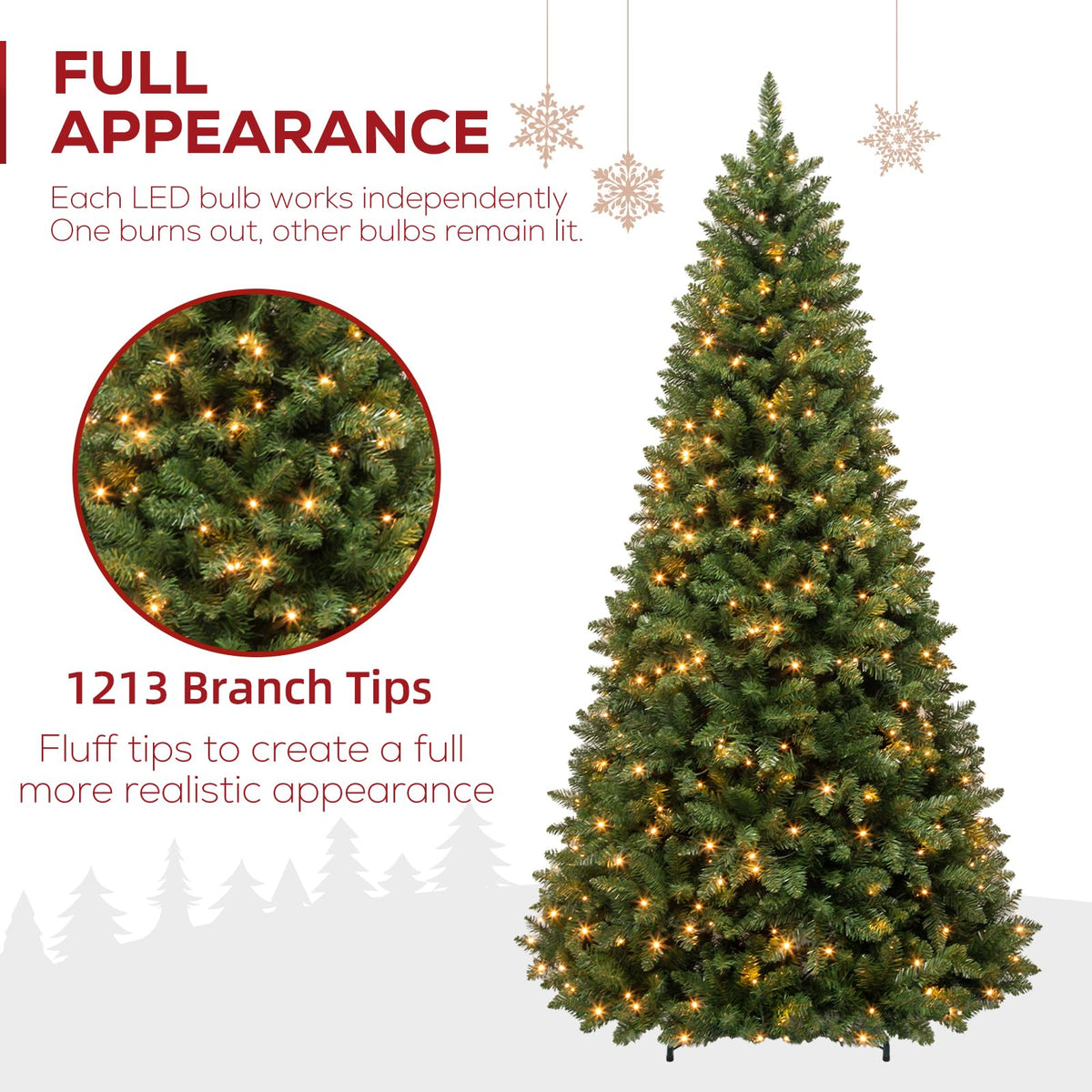 Hykolity 7 ft Prelit Artificial Christmas Tree with 300 Warm White LEDs
