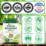 tnvitamins Citrus Bergamot 2000mg - 180 Capsules | Ultra Potent Citrus Bergamot Supplement 2000 mg Per 1 Capsule Serving | 6 Month Supply! | Non-GMO | Made in The USA!