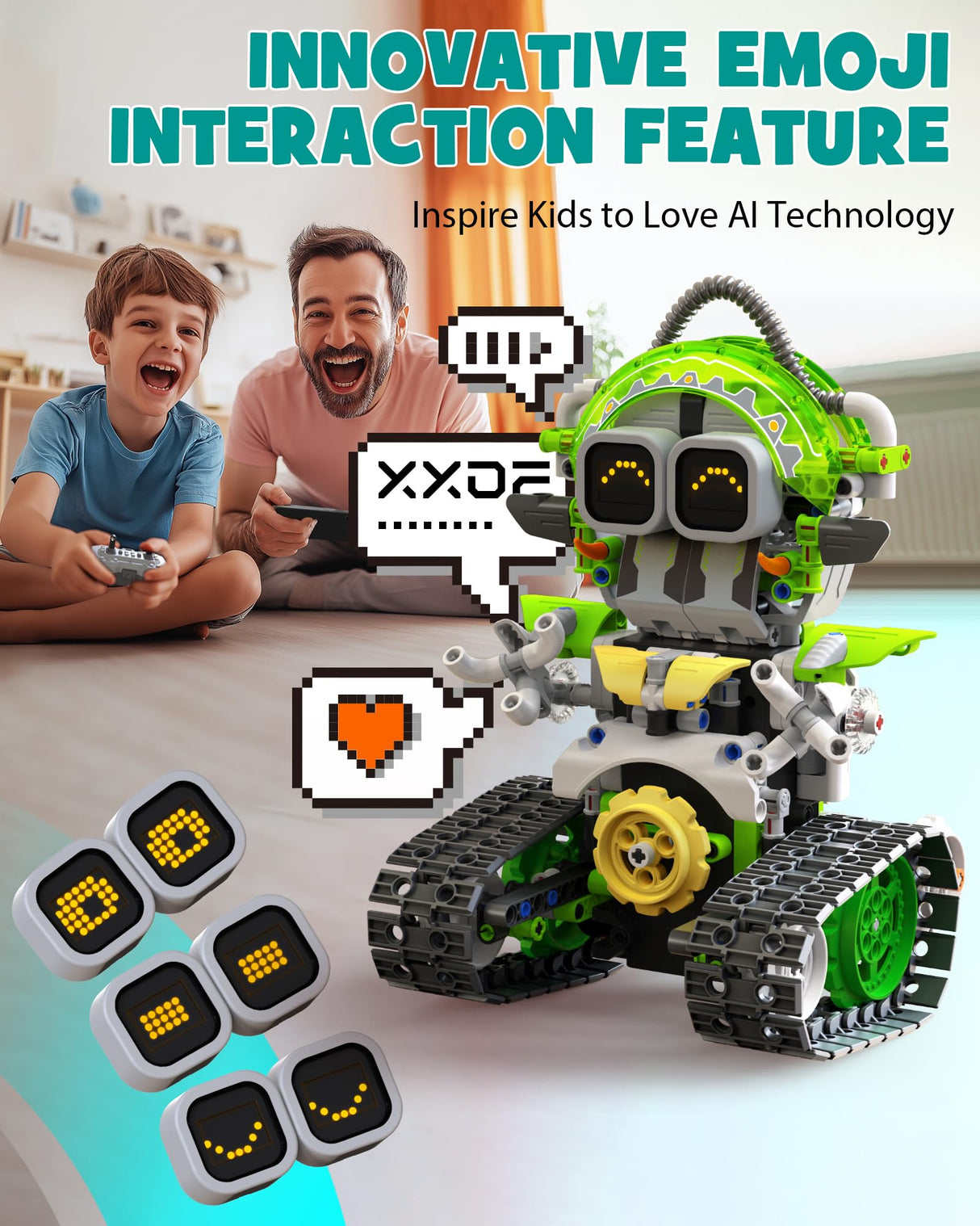 Opmind 5in1 STEM AI Robot Toys Building Set, 478Pcs APP & Remote Control Engineering Erector Blocks for Kids Age 6-8, Coding Interactive Educational Christmas Birthday Gift for 10-12 Year Boys & Girls
