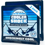 Cooler Shock Reusable Prefilled Ice Packs for Coolers & Lunch Boxes - 48 Hours Long Lasting Cold Freezer Packs for Lunchbox, Non-Toxic Gel Ice Pack for Camping, Lunch Bags, Road Trips, 2 Pack(10"x10")