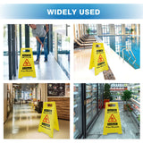 4-Pack Caution Wet Floor Sign, 17.5" Height, Bright Yellow, Double-Sided A-Shaped Frame Design, Bilingual Caution Message
