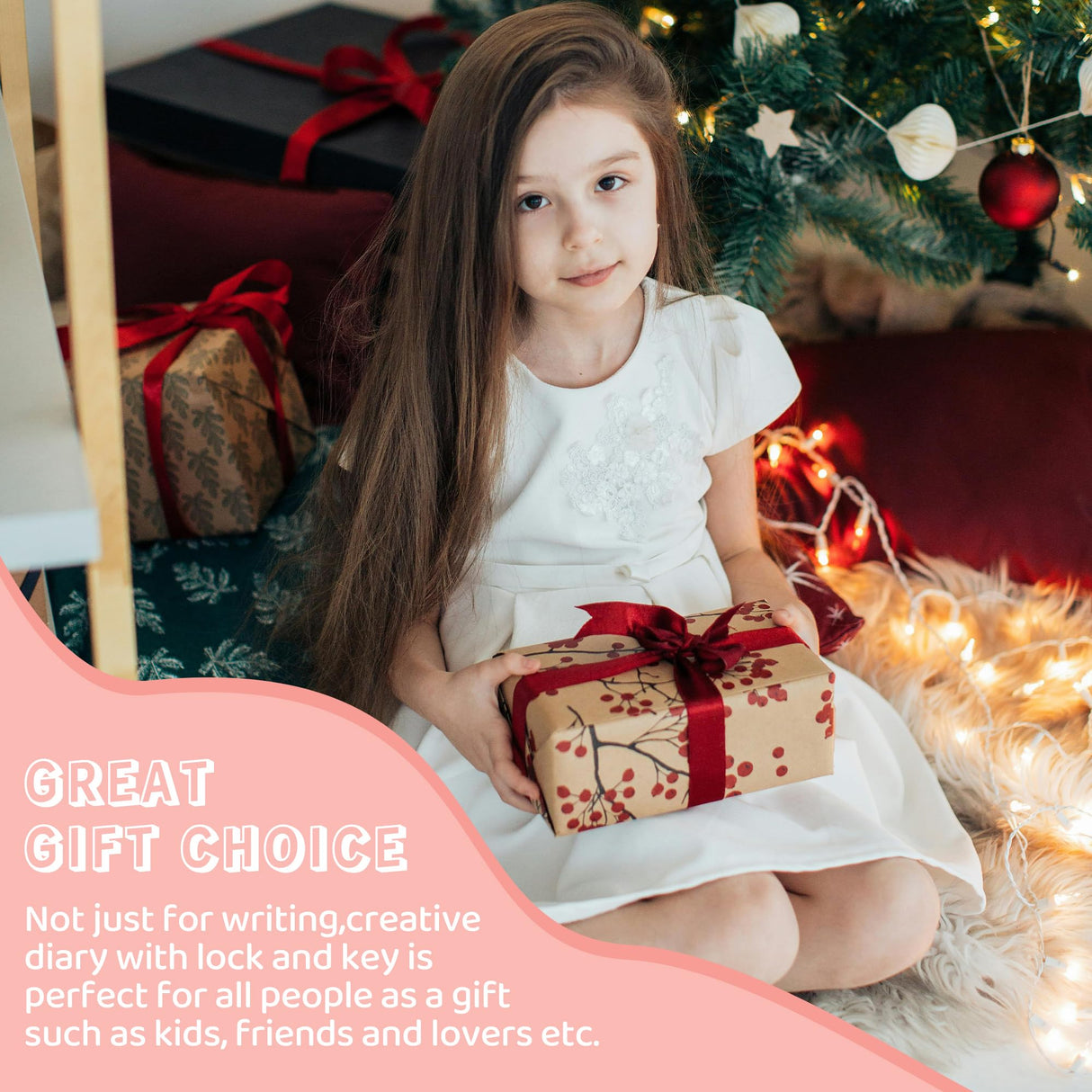 CAGIE Diary with Lock for Girls with Pen Heart Shaped Lock Diary with 2 Keys Golden Edge Lock Journal for Girls Women 290 Pages Journal with Lock for Writing, Travel, 5.3 x 7.1 inches, Pure Pink