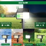 LAMKEEP Solar Spot Lights Outdoor with 60 LED & Auto On/Off, 4 Pack Solar Lights Outdoor Waterproof IP68 with 3 Lighting Modes, 2-in-1 Solars Landscape Light for Outside, Garden, Yard(Cool White)