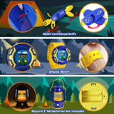 FUN LITTLE TOYS Kids Play Tent with Camping Toys, Toddler Tent with Battery Lantern, Kids Pop Up Tent Indoor Outdoor Toys Christmas Birthday Gifts for Boys