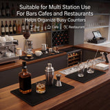 Tioncy 2 Pcs Bar Mat for Countertop 18 x 12 Inch Black Non Slip Look Service Spill Mat for Cocktail Bartending Coffee Station Restaurant Barber Tools Dish Drying Home Bar Pads