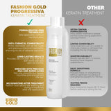 FASHION GOLD PROGRESSIVA 300g / 10.5oz | Brazilian Blowout Keratin Smoothing System | At-Home Professional Straightening Treatment | Reduces Frizz, Restores Shine, & Adds Strength | For All Hair Types