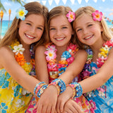 Whimsibelle 32 Pcs Hawaiian Friendship Bracelets Beach Pool Party Favor