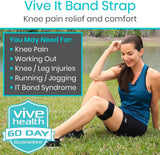 Vive IT Band Strap - (2 Pack) Iliotibial Band Compression Wrap - Outside of Knee Pain, Hip, Thigh & ITB Syndrome Support - Neoprene Brace for Running and Exercise - Athletic Stabilizer for Men, Women