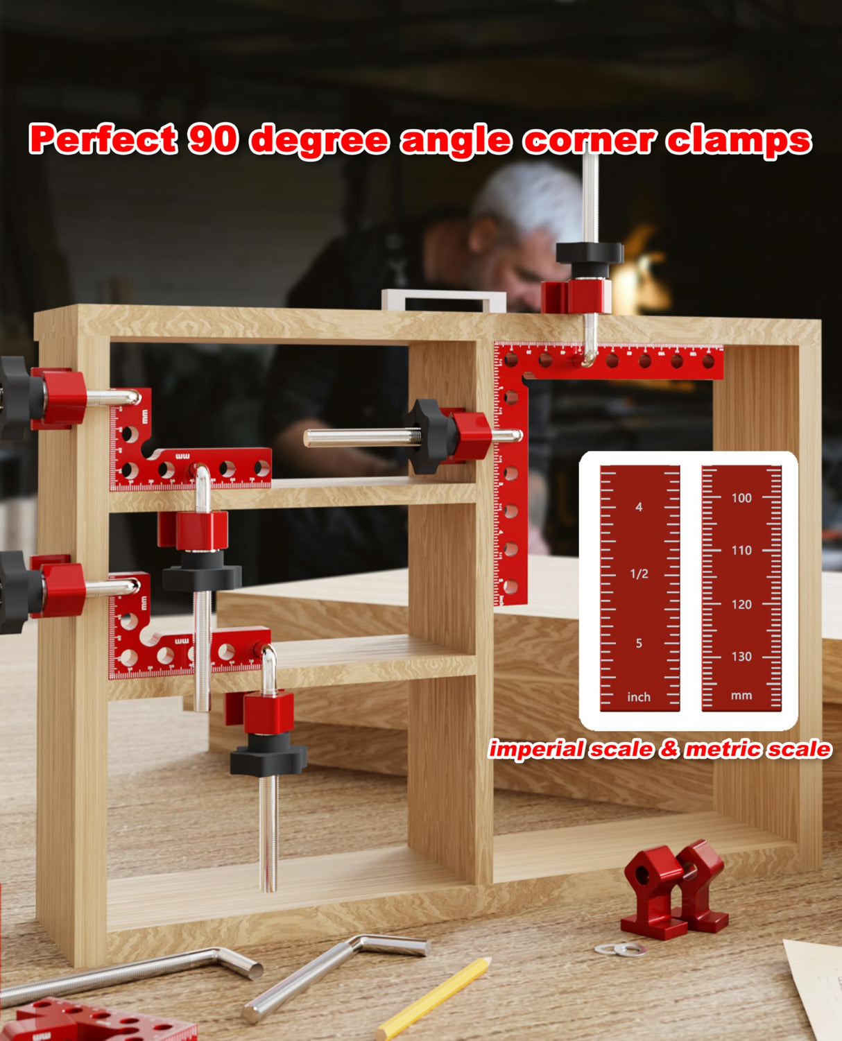 Corner Clamps for Woodworking,8pcs corner clamps With Box, 5.5"& 3.14"Aluminum Alloy 90 degree right angle clamp, Positioning Square Tools for Frame, Cabinets, Drawers,Box, for Dad.