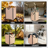 WORKPRO Heavy Duty 72-Gallon Reusable Yard Waste Bags, 3 Pack Self-standing Leaf and Lawn Bags with Reinforced Handles, Garden Waste Bags for Debris, Leaves, Grass, and Outdoor Recycling, Light Tan