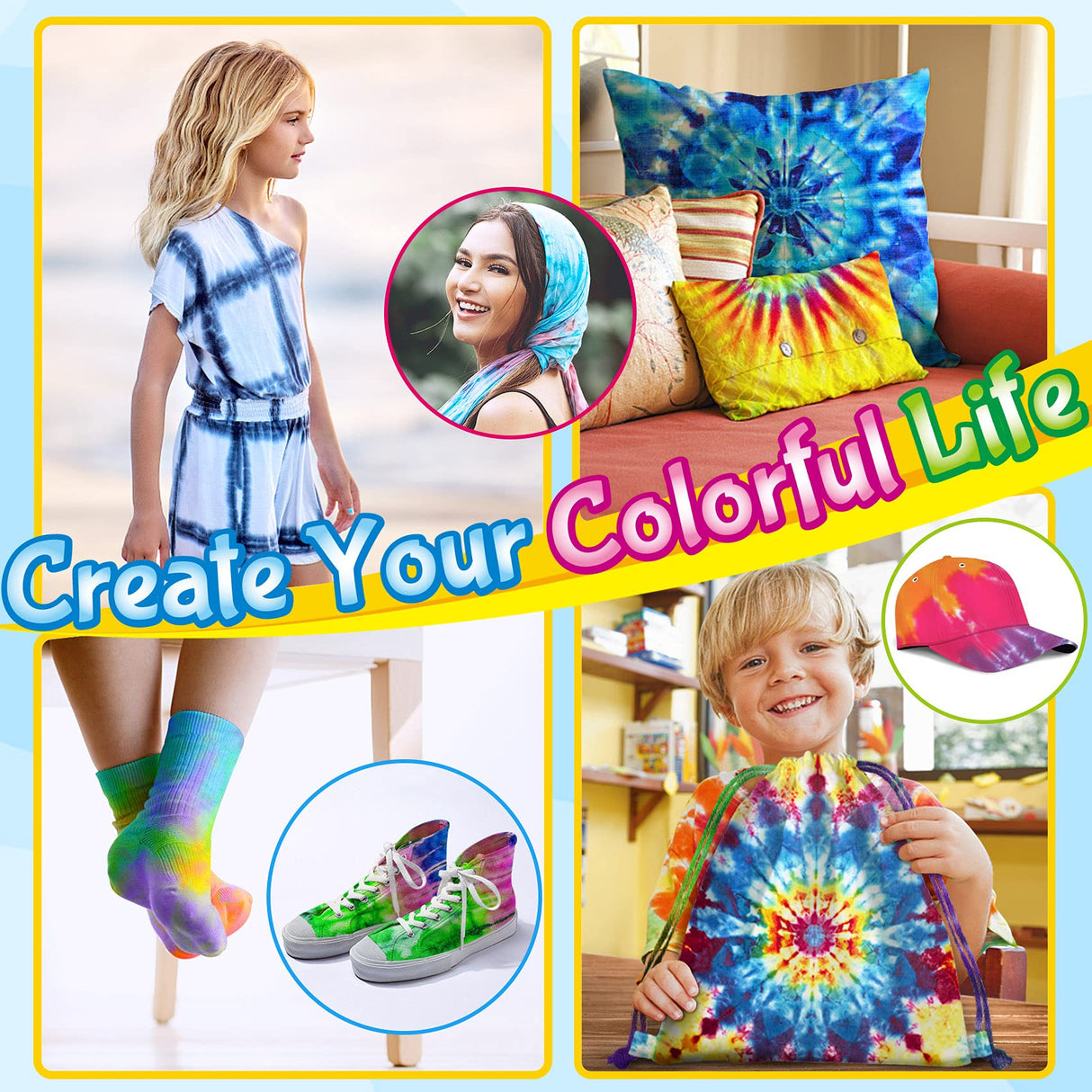 Tie Dye Kit for Kids Adults - Arts and Crafts Toy for Girls & Boys Ages 6-12 - Fabric Tye Dye Craft Kits 20 Colours, Birthday Christmas Gifts for Kids 3 4 5 6 7 8 9 10+