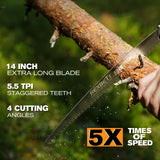REXBETI 14-Inch Camping Saw, Extra Long Folding Hand Saw for Tree Trimming