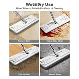 JOYMOOP Flat Mop System, Wall Mop and Bucket Set, Commercial, White, 3 Pads