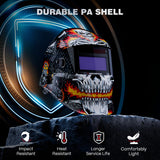 ARCCAPTAIN Welding Helmet Auto Darkening, 1/1/1/1 True Color Welding Hood, 4 Arc Sensor 1/25000s Response Time Solar Powered Weld Hood Helmet HSH-S800 Skeleton Knight