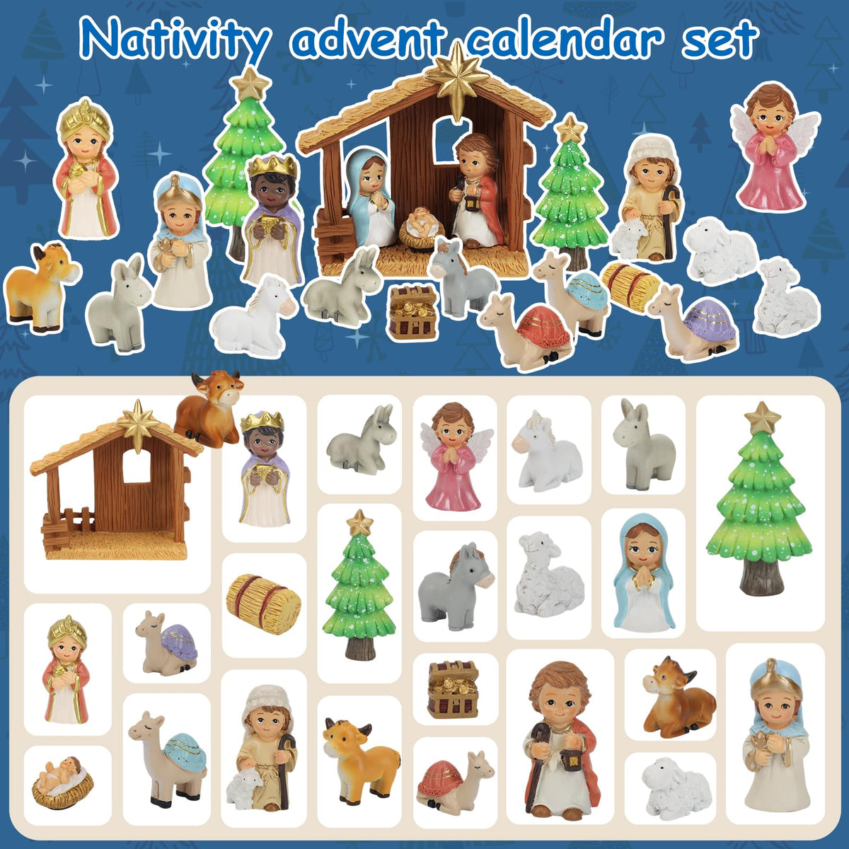 Nativity Advent Calendar 2026 for Kids - 24 Days of little people Christmas Nativity Scene Set for Toddlers, Christmas Countdown Calendar Gifts for Kids Boys Girls Children Toddler Teens Indoor Toy