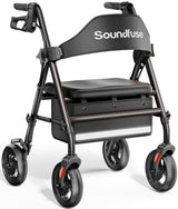 Rollator Walkers with Seat for Seniors, Foldable 8" Big Wheels All Terrain Rolling Walker, Handles and Ergonomic Seat Height Adjustable, 350 lb, FSA HSA Eligible