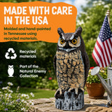 Dalen Lifelike Great Horned Owl Decoy Bird Repellent - 16in Hand-Painted Scarecrow for Gardens & Rooftops, Bird Deterrent, Fixed-Head Design, Fill Base with Sand/Gravel Only - Multicolor