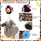 Shyyween Lady Porch Goose Outfit Leopard Print Bathrobe Goose Clothes with Curlers Coffee Cup for 23 Inch Cement/ Plastic Statue Outdoor Garden Yard Lawn Decoration