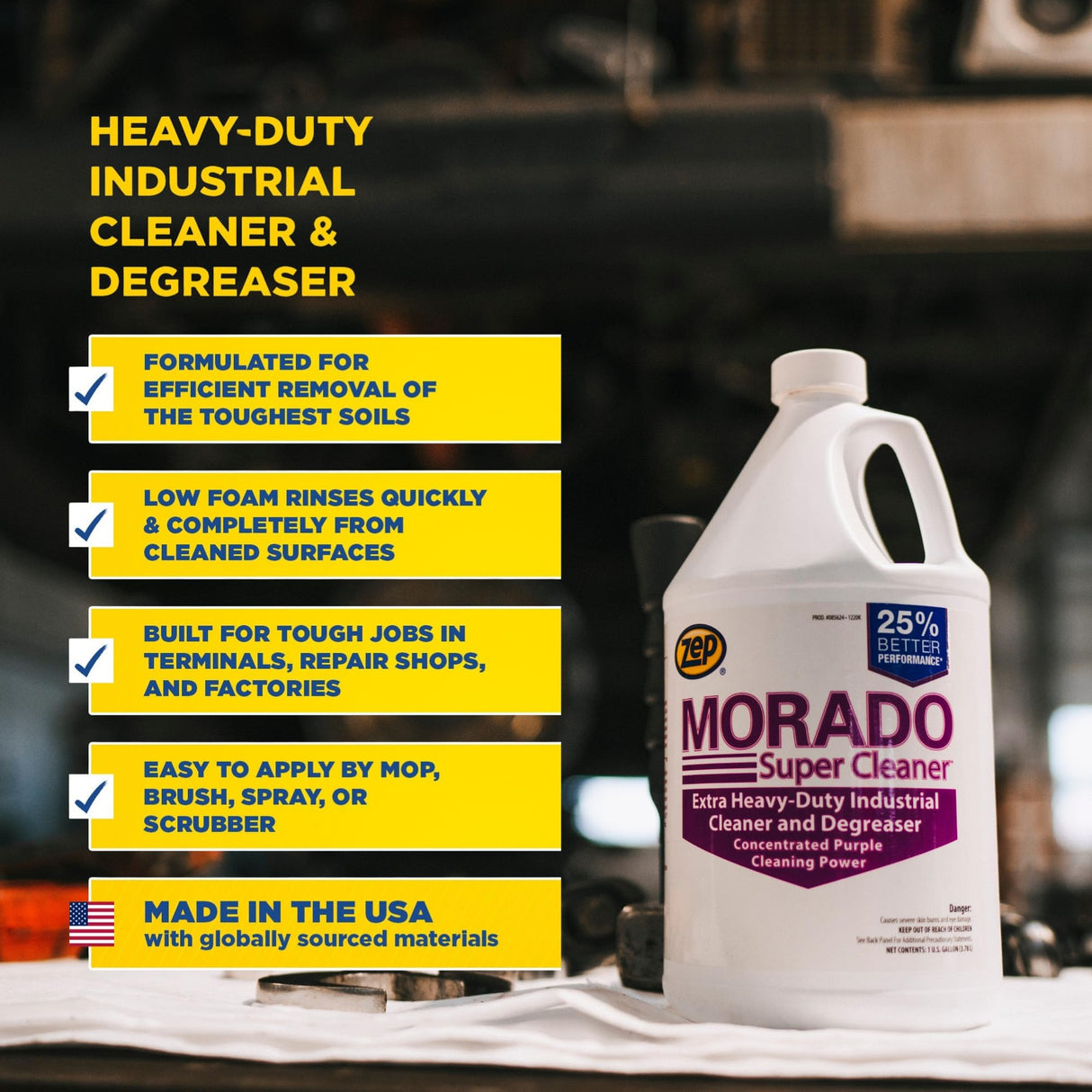 Zep Morado Purple Concentrated Super Cleaner - 5 Gallon (1 Unit) 85635 - Extra Heavy-Duty Industrial Degreaser, Phosphate Free, Alkaline Concentrate Removes Grease, Grime