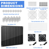 Solar Fan 30W Solar Powered Fan | Panel with 2 IPX7 Weatherproof Fans 5In Fans, Suitable for air Ventilation & Circulation in Outside Chicken Coops, Greenhouses, Sheds, Pet Houses