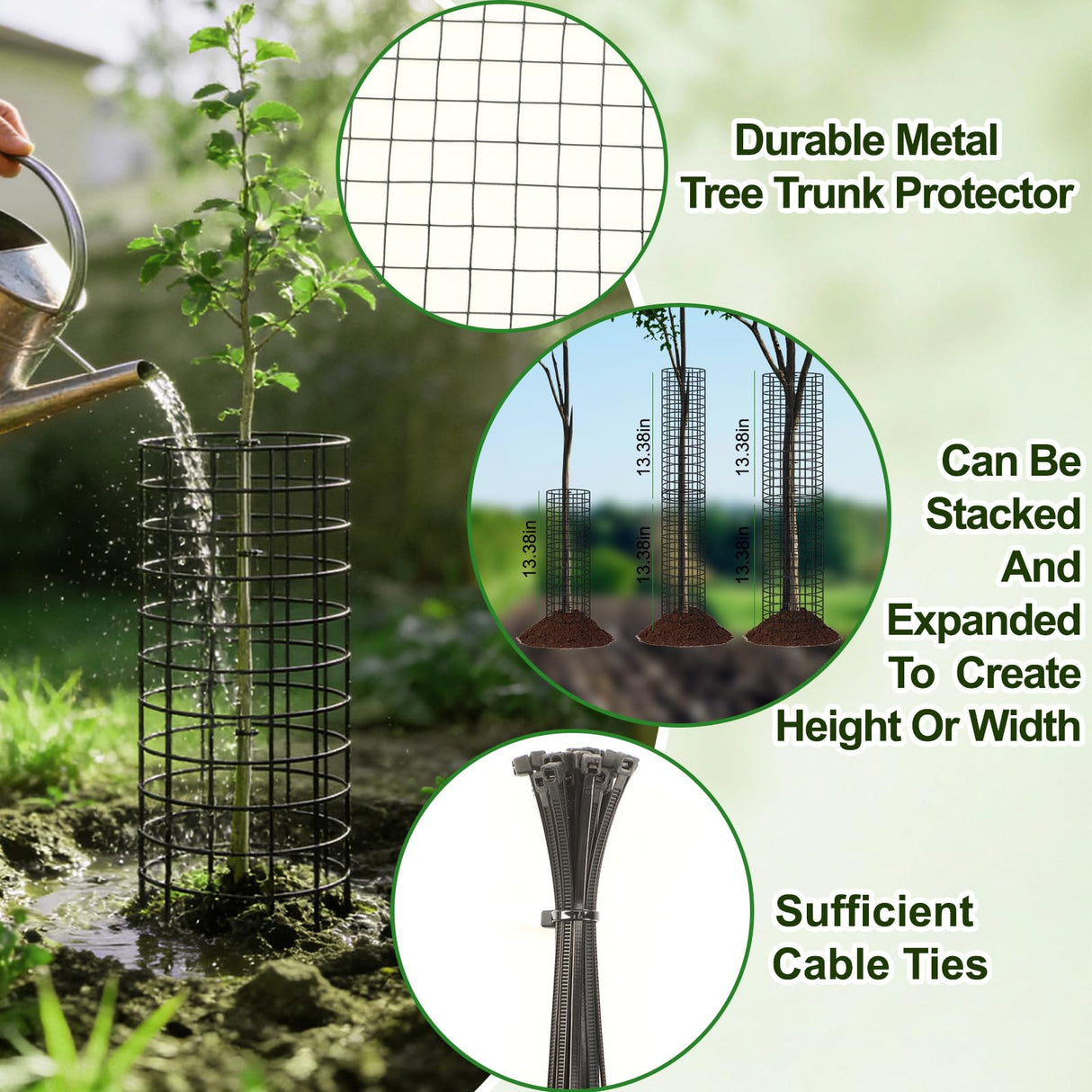 Augshy 10-Pack Tree Trunk Protectors, 17 × 13 Inch Expandable Metal Guard