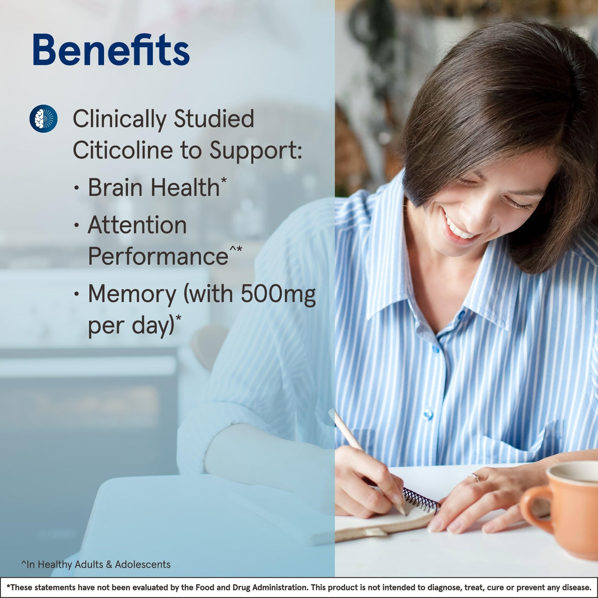 Jarrow Formulas Citicoline CDP Choline 250 MG, CDP Choline Supplement Supports Brain Health, Performance and Memory, 120 Capsules, Up to a 120 Day Supply