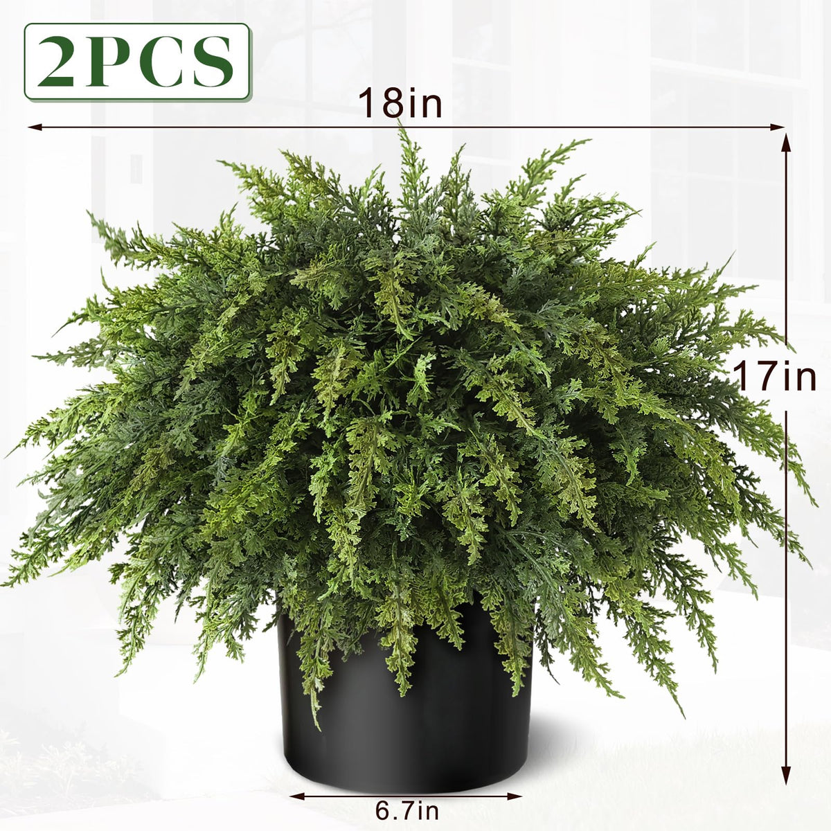2Pcs Artificial Cedar Potted Plant Christmas Greenery for Front Porch Decor