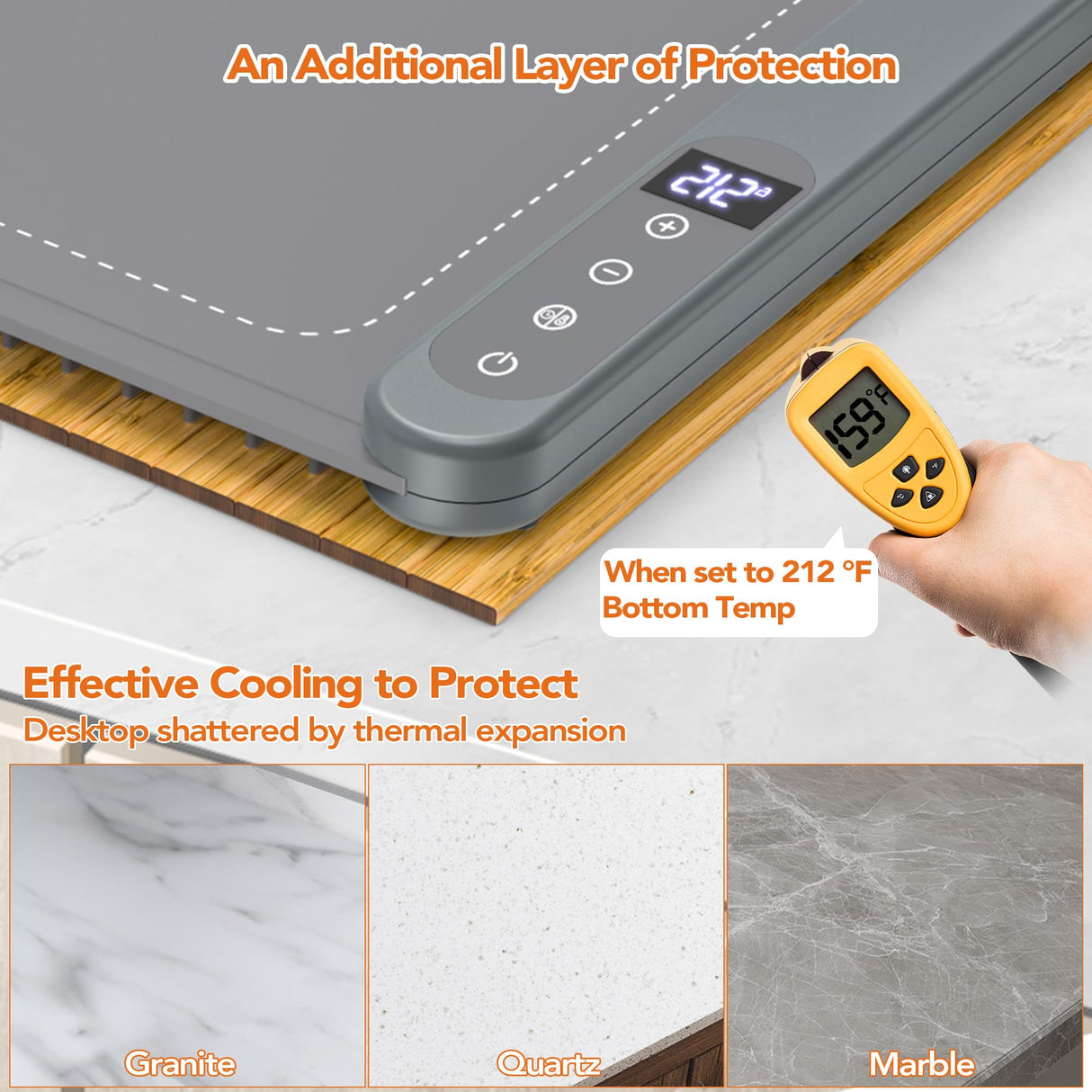 Warming Mat for Food, Electric Warming Tray for Parties Buffet, Graphene 3S Rapid Full-Surface Heating Mat with 8 Levels Adjustable Temp and 12 Hours Timer, Food Warming Pad with Bamboo Insulating Mat