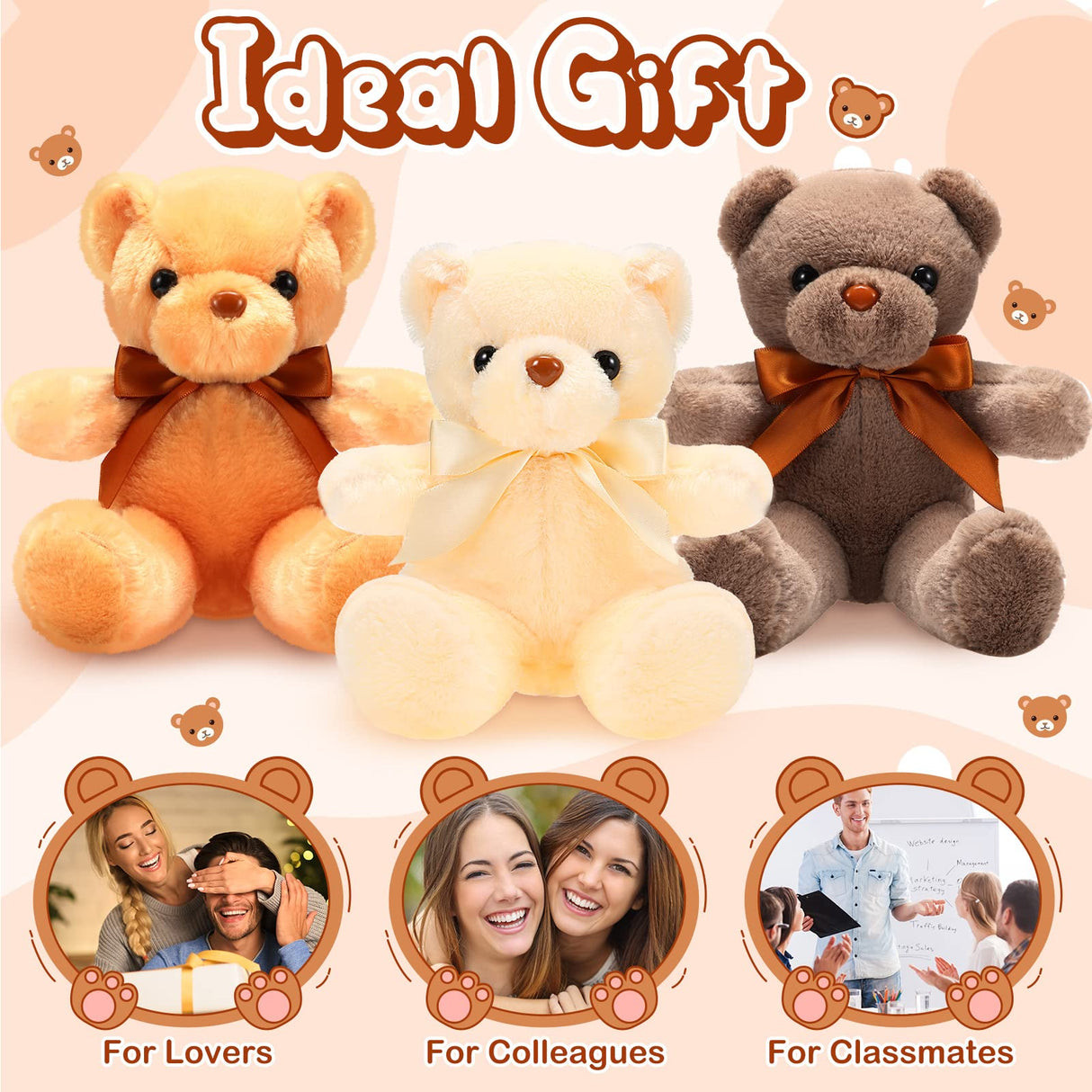 HyDren 24 Pcs Operation Christmas Bear Stuffed Animal Plush Gift Bulk 12 Inches Soft Toys for Kids Christmas Charity Donation, Holiday Party Favors & Classroom Gifts(Colorful)