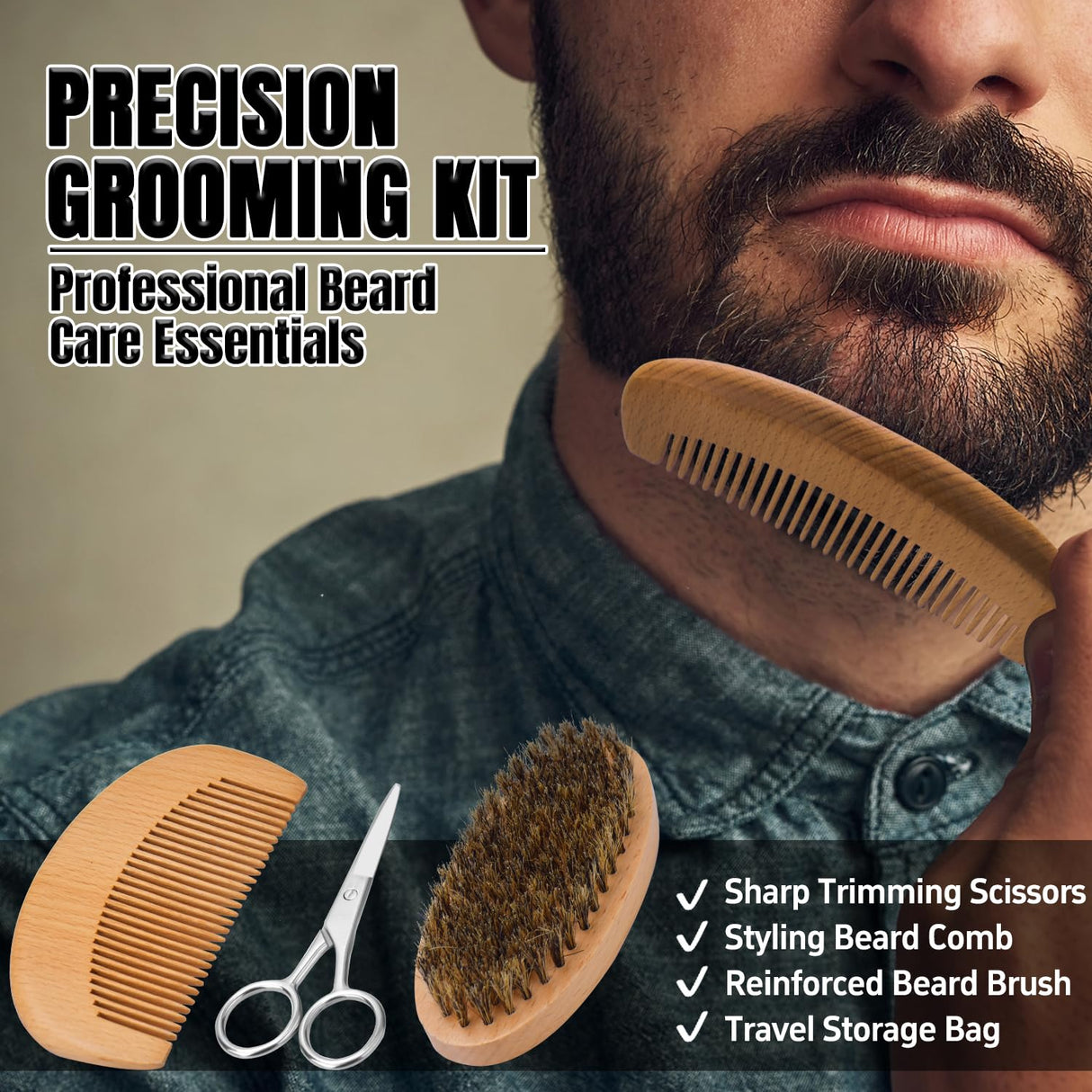 XIKEZAN Beard Kit for Men Grooming & Care w/Beard Conditioner, Wash, Oil, Balm, Brush, Comb,Fathers Birthday Valentines Gifts for Men Him Dad Husband Boyfriend Christmas Stocking Stuffers