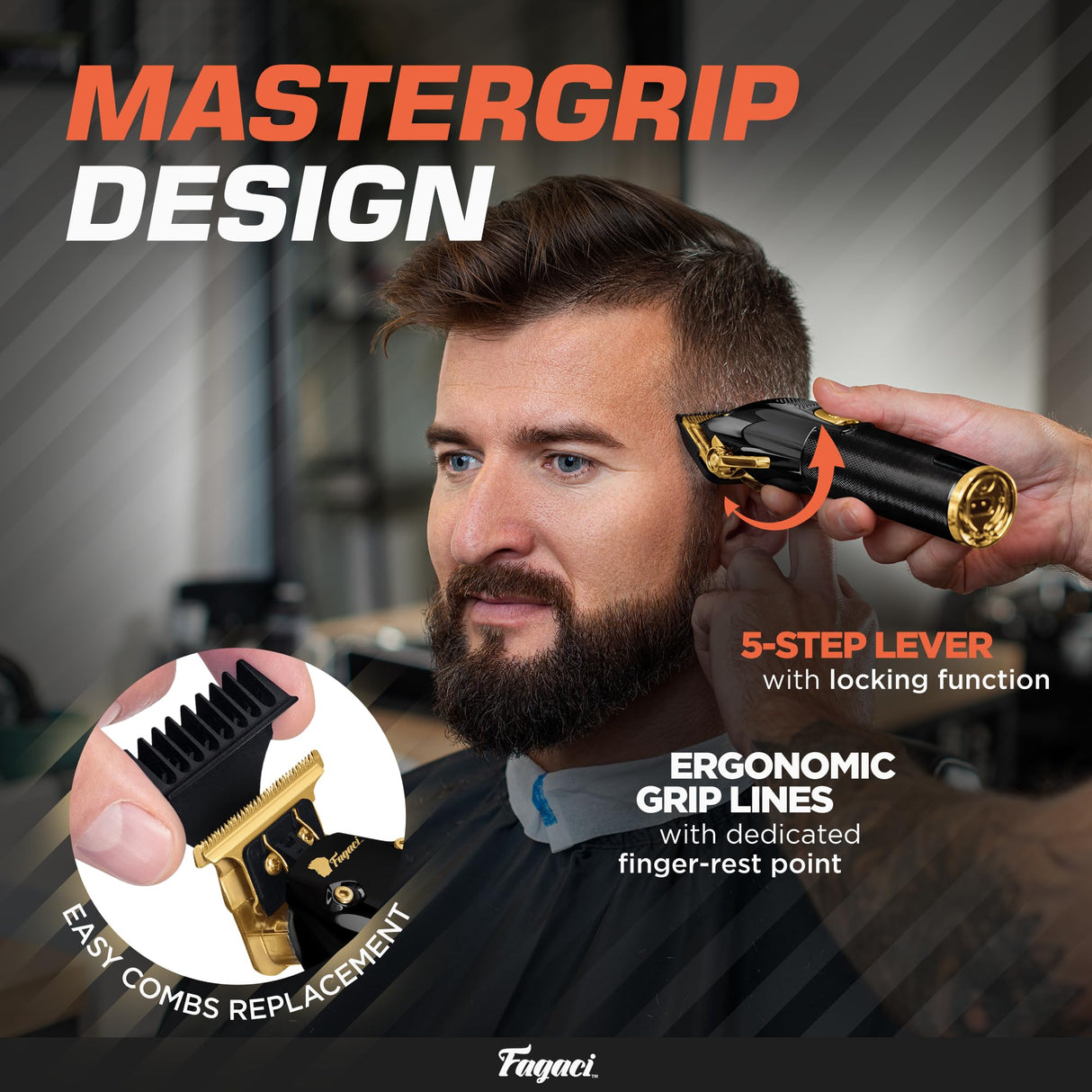 Fagaci Professional Hair Clippers for Men Set Turbo Power with Precise Cutting, Barber Clippers for Hair Cutting, Cordless Hair Clippers and Trimmers Set, Maquina de Cortar Cabello, Haircut Barber Kit