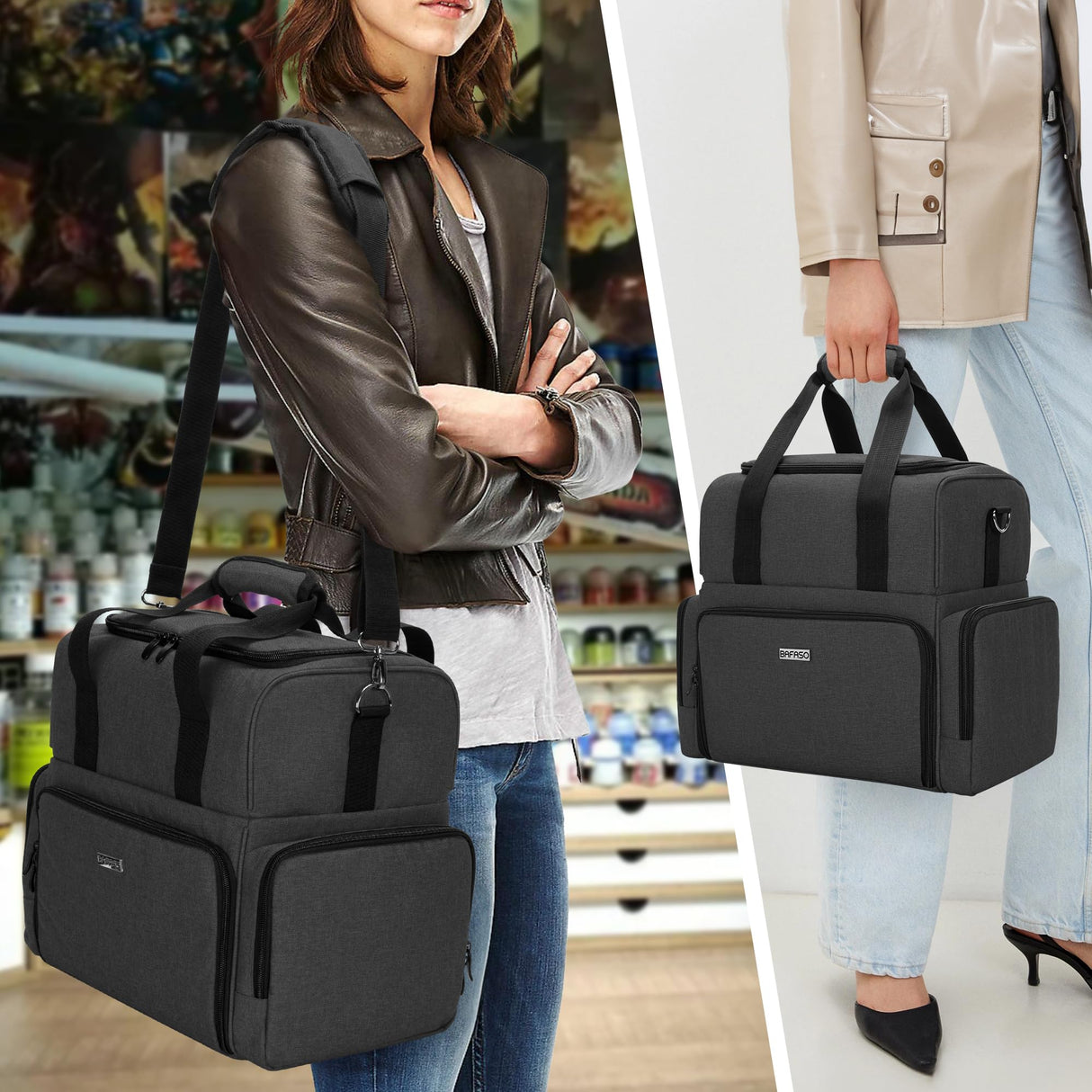 BAFASO Large Tattoo Case with 3 Inner Removable Pouches, Tattoo Travel Case for Large Tattoo Stencil Printer and Tattoo Supplies (Patented), Black