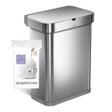 simplehuman Code Q 60 Count, Dispenser Pack Custom Fit Liners, Drawstring Trash Bags, 50-65 Liter / 13.2-17.2 Gallon, White