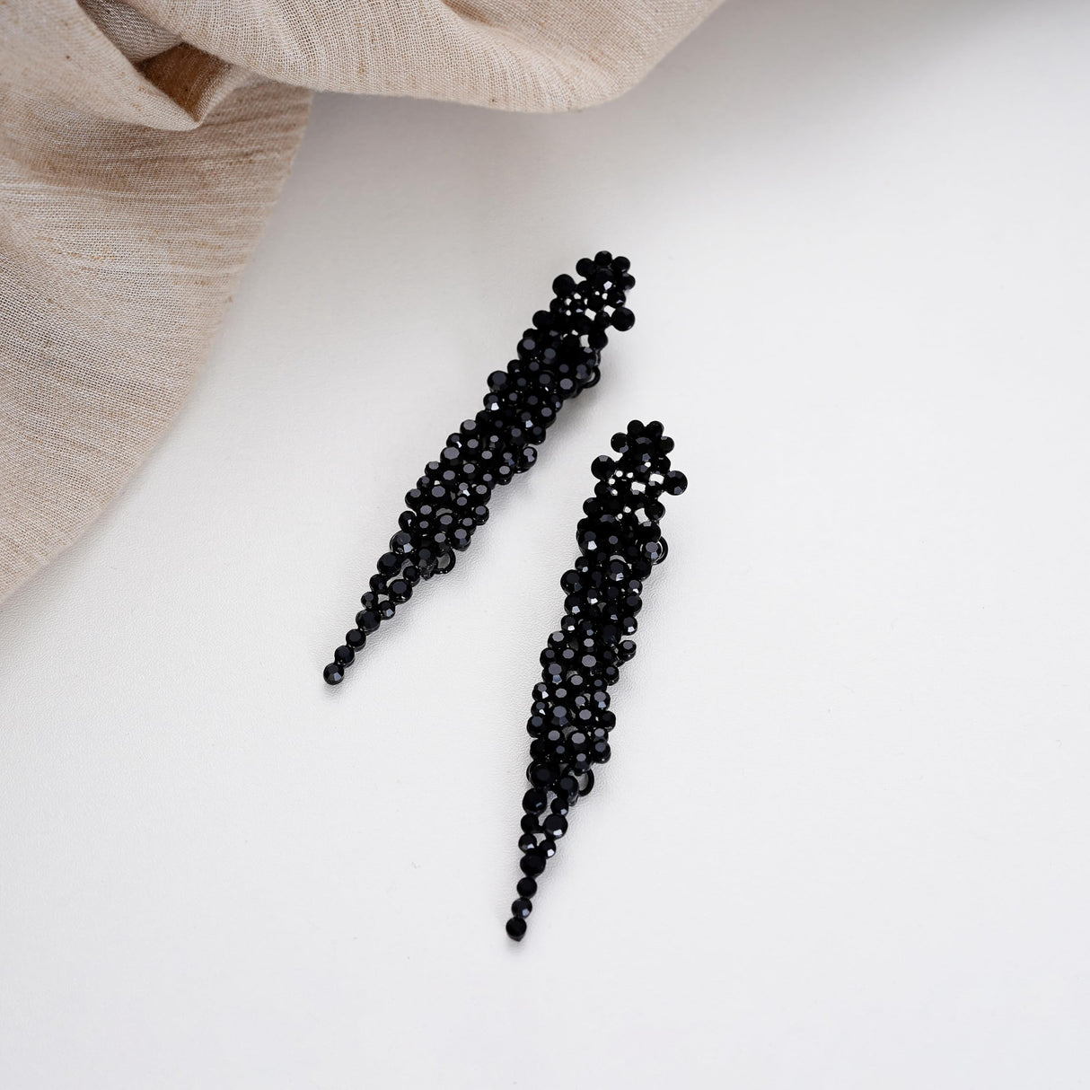 EVER FAITH Austrian Crystal Art Deco Chandelier Long Dangle Earrings Black