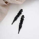 EVER FAITH Austrian Crystal Art Deco Chandelier Long Dangle Earrings Black