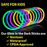 PartySticks Ultra Bright Glow Sticks Bulk Party Supplies 400 Pack - 8" Glow in the Dark Light Up Halloween Party Favors, Glow Decorations, Neon Party Necklaces and Bracelets with Connectors