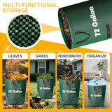 Reusable Yard Waste Bags - 3 Pack, 72 Gallon Lawn Bags with Reinforced Handles, Ideal for Grass, Leaves, and Yard Waste - Durable and Garden Waste Bags, Collapsible Lawn Leaf Bag, Leaf Bag Stand Up.