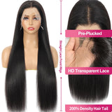 Btomar Straight Lace Front Wigs Human Hair 200 Density 13x6 HD Transparent Lace Front Human Hair Wigs for Women Lace Frontal Wigs Human Hair Pre Plucked with Baby Hair Natural Color (32 Inch)