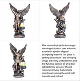 Solar San Miguel Arcangel Outdoor Garden Decor Statues 12.4" Solar St Michael the Archangel Satue for Yard Patio Lawn Porch Decorations Resin St Michael Figurine Religious Collection Sculptures Gifts