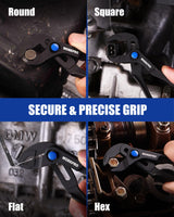 WORKPRO Mini Water Pump Pliers, 4-Inch Groove Joint Pliers, Fast Adjustable Tongue and Groove Pliers with 15-Position Push-Lock, V-Jaw for Multi-Surface Grip, Ideal for Tight Spaces and Versatile Use